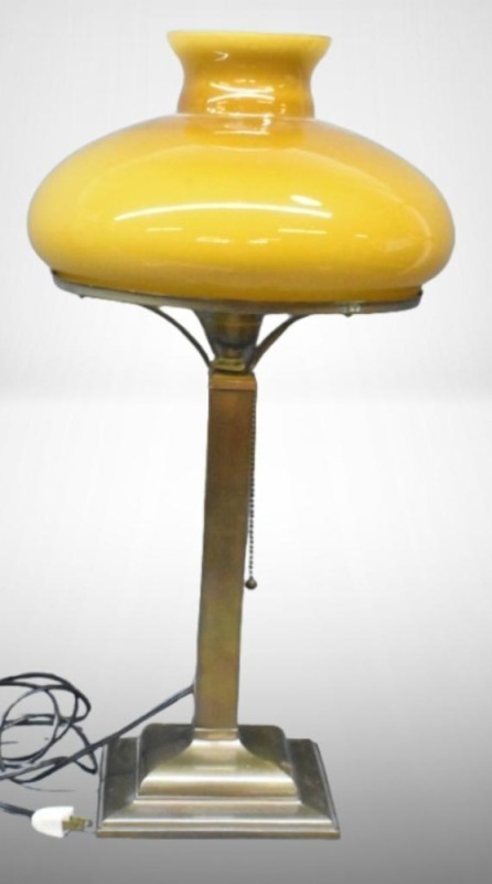 Art Deco-style 21.5" tall lamp w/ butterscotch shade and metal base
