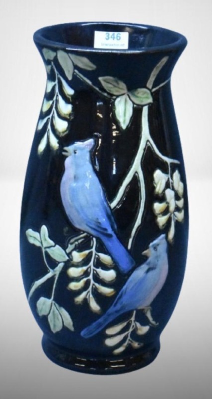 Weller Rosemont 9.5" vase, birds on branches
