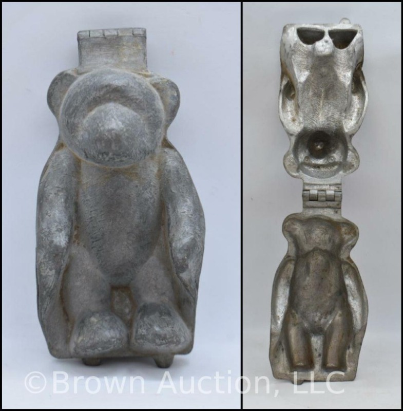 Vintage pewter standing bear ice cream mold, 6" tall