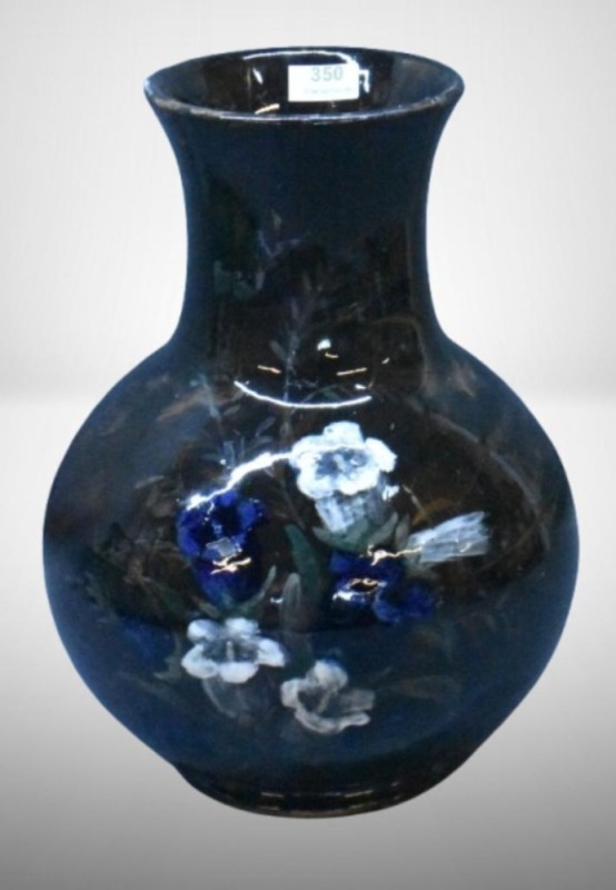Rookwood pottery 10" bulbous vase, floral decor