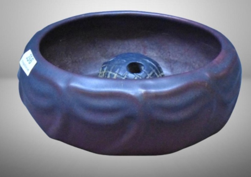 Van Briggle Dragonfly mulberry bowl w/ flower frog