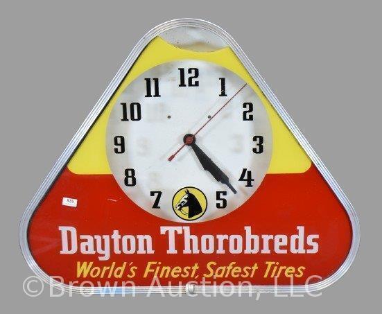 Late 1940's-early 50's "Dayton Thorobreds Tires" advertising light-up garage clock
