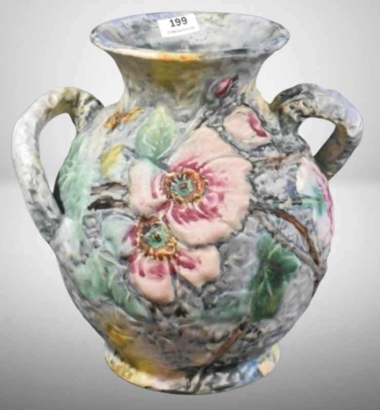 Weller Silvertone 8.5" vase, double handled