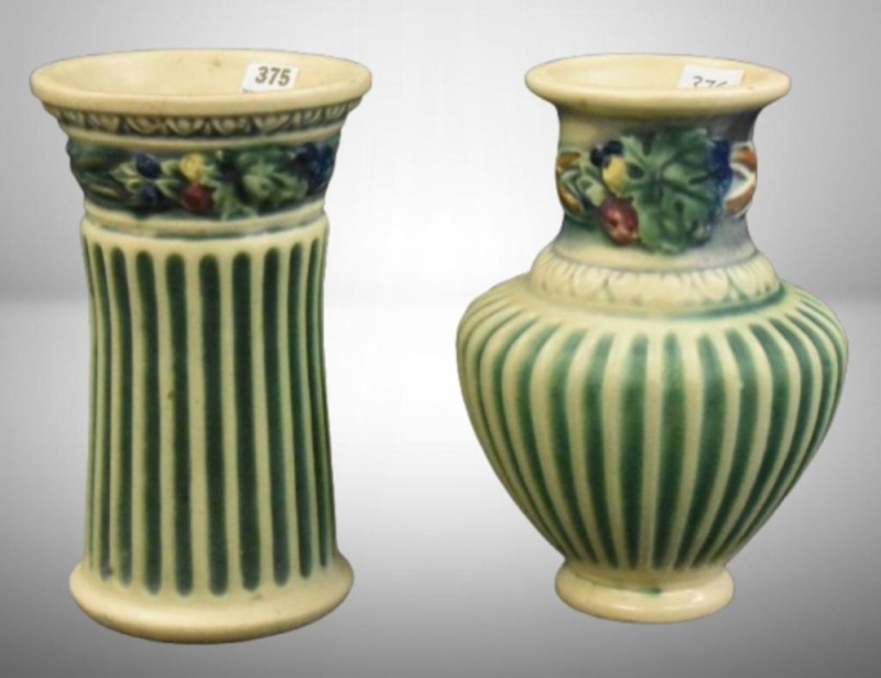 (2) Roseville Corinthian vases: 213-6" and 235-6"