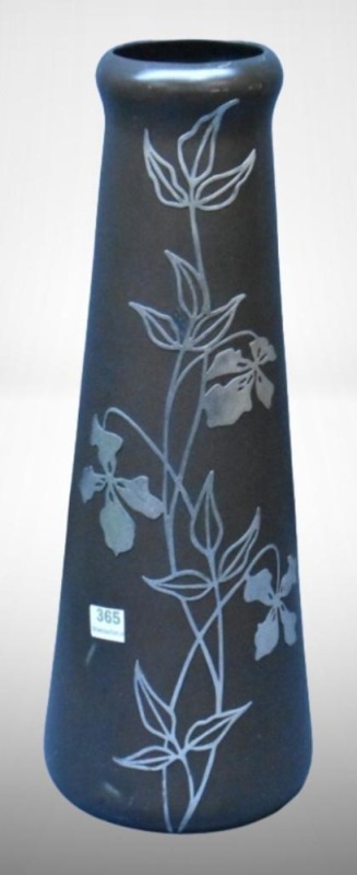Mrkd. HAMS Sterling on Bronze 12"h vase