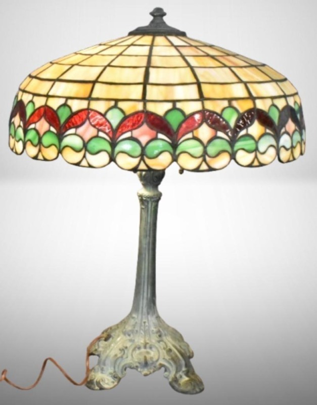 Leaded and Stained Glass electrified table lamp