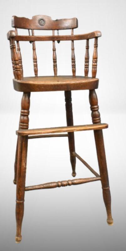 Primitive child's high chair, 32" to crest