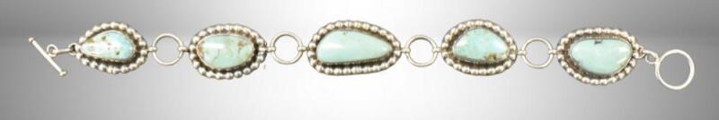 Vintage Navajo turquoise bracelet mrkd. Sterling, signed Aron Johnson