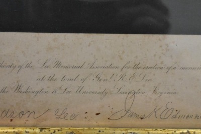 Framed picture of Gen. Robert E. Lee w/ info and signatures at bottom - 5