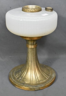 (2) Aladdin Model B Queen lamps, both white moonstone with silver bases - 2