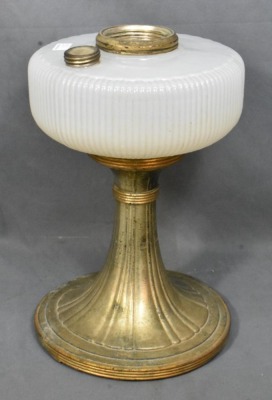 (2) Aladdin Model B Queen lamps, both white moonstone with silver bases - 3