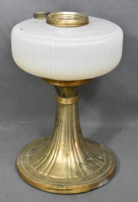 (2) Aladdin Model B Queen lamps, both white moonstone with silver bases - 4