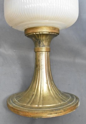 (2) Aladdin Model B Queen lamps, both white moonstone with silver bases - 5