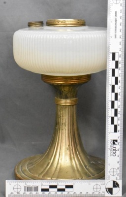(2) Aladdin Model B Queen lamps, both white moonstone with silver bases - 8