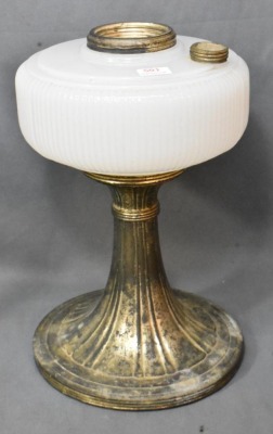(2) Aladdin Model B Queen lamps, both white moonstone with silver bases - 9