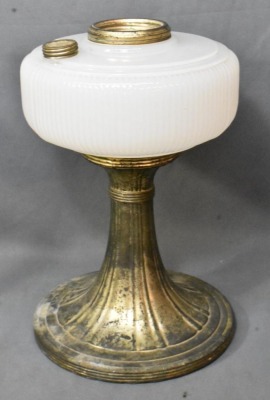 (2) Aladdin Model B Queen lamps, both white moonstone with silver bases - 10