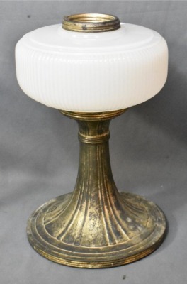(2) Aladdin Model B Queen lamps, both white moonstone with silver bases - 11