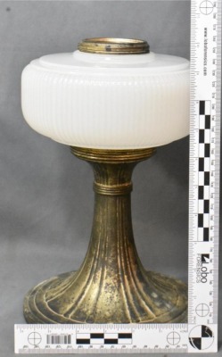 (2) Aladdin Model B Queen lamps, both white moonstone with silver bases - 15