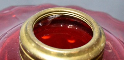 Princess Feather EAPG ruby red oil lamp with clear base - 6