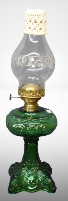 Princess Feather EAPG emerald green oil lamp