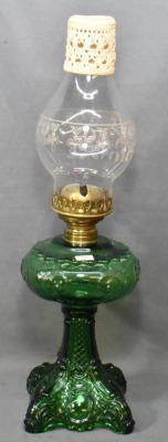 Princess Feather EAPG emerald green oil lamp - 2