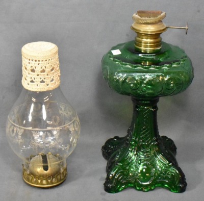 Princess Feather EAPG emerald green oil lamp - 3