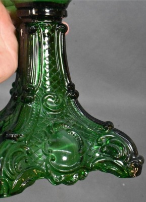 Princess Feather EAPG emerald green oil lamp - 6