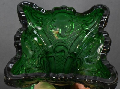 Princess Feather EAPG emerald green oil lamp - 7