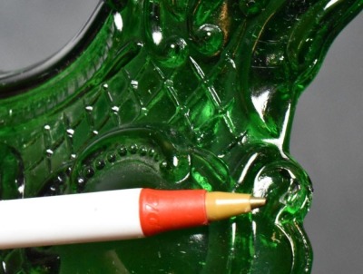 Princess Feather EAPG emerald green oil lamp - 11