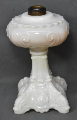 Princess Feather EAPG milk-glass oil lamp - 2