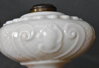 Princess Feather EAPG milk-glass oil lamp - 6