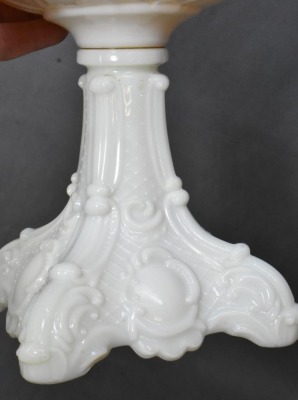 Princess Feather EAPG milk-glass oil lamp - 7