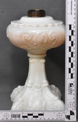 Princess Feather EAPG milk-glass oil lamp - 10