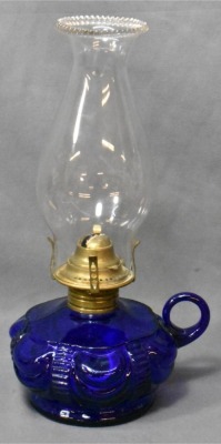 (2) Cobalt blue finger oil lamps: Princess Feather and Coolidge Drage - 10