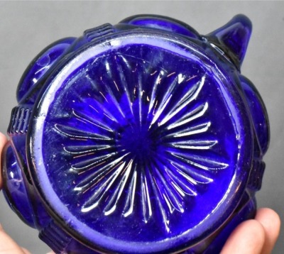 (2) Cobalt blue finger oil lamps: Princess Feather and Coolidge Drage - 12
