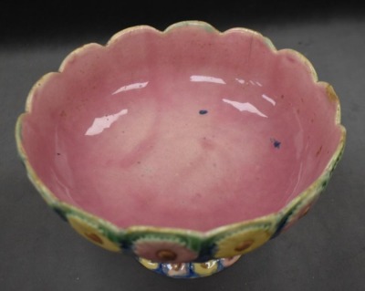 Majolica Etruscan Daisy compote - 2