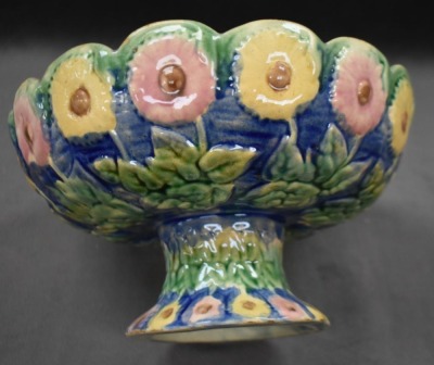 Majolica Etruscan Daisy compote - 3