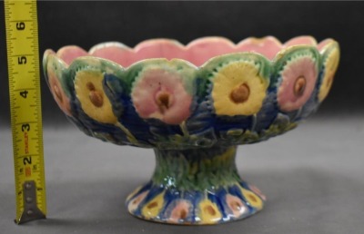 Majolica Etruscan Daisy compote - 8