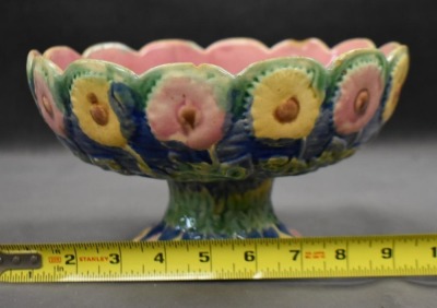 Majolica Etruscan Daisy compote - 9