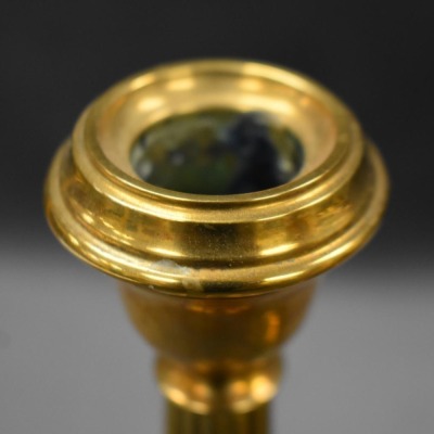 (2) Pair of brass candlesticks, 8" and 9" - 4