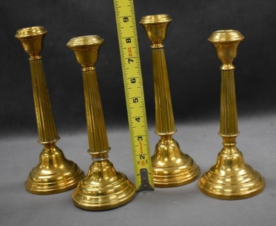(2) Pair of brass candlesticks, 8" and 9" - 7