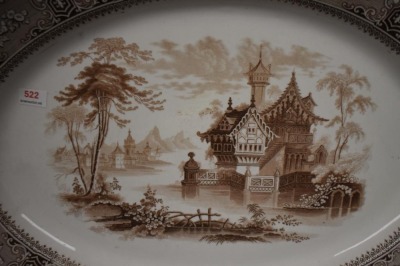Ironstone brown transferware platter, brown - 2
