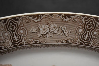 Ironstone brown transferware platter, brown - 3