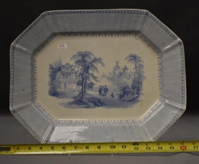 E. Challinor Nanking pattern Transfer Ironstone platter, blue - 6