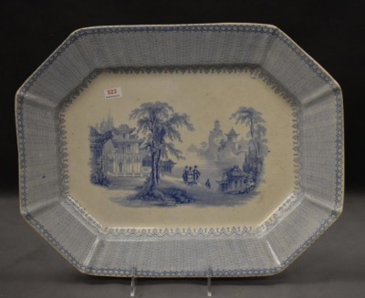 E. Challinor Nanking pattern Transfer Ironstone platter, blue - 10