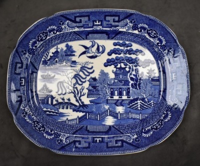 (4) Staffordshire Blue Willow platters - 2