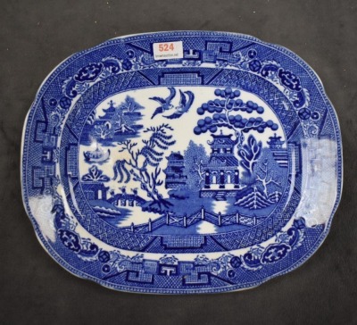 (4) Staffordshire Blue Willow platters - 5