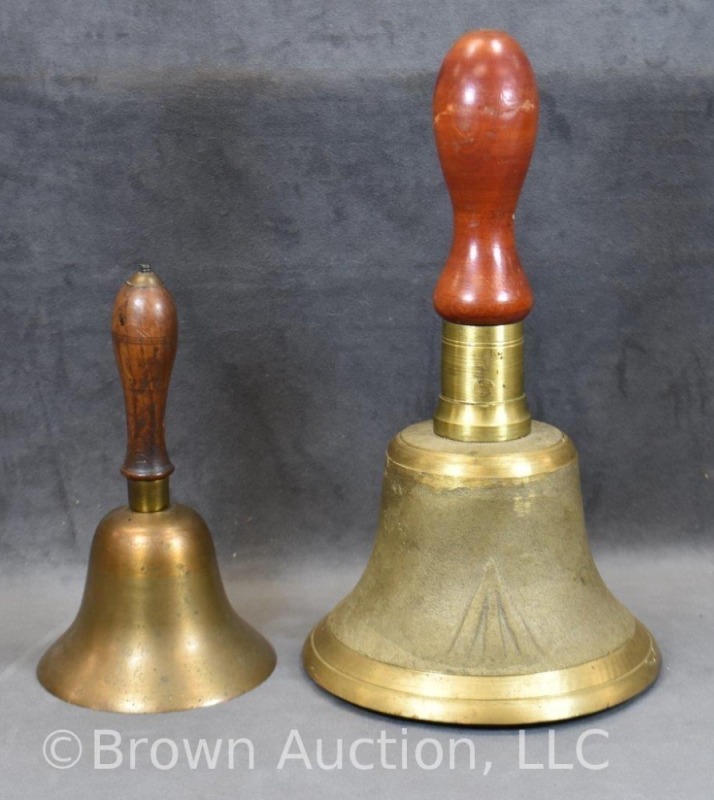 (2) Brass bells: 10"h school and 7" Bernattica