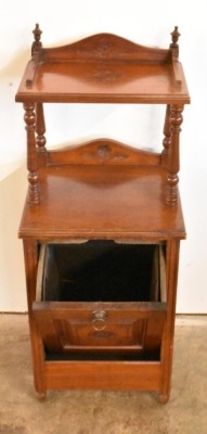 Antique Victorian coal hod scuttle, incised decorations - 2