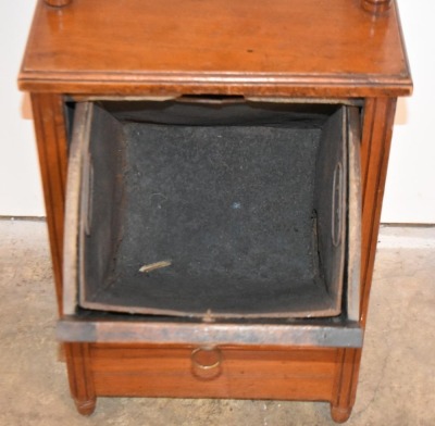 Antique Victorian coal hod scuttle, incised decorations - 3